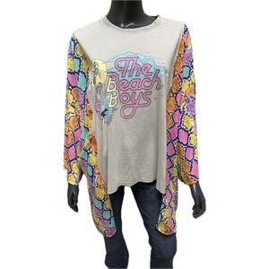 The Beach Boys Graphic Kimono Sleeve Top Boho Retro Rock Tee Up-cycled Custom